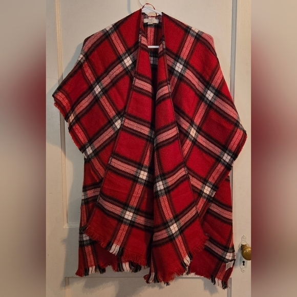 NWT | Ann Taylor LOFT | Plaid Wrap | Size: M/L | Color: Tango Red - Picture 4 of 10